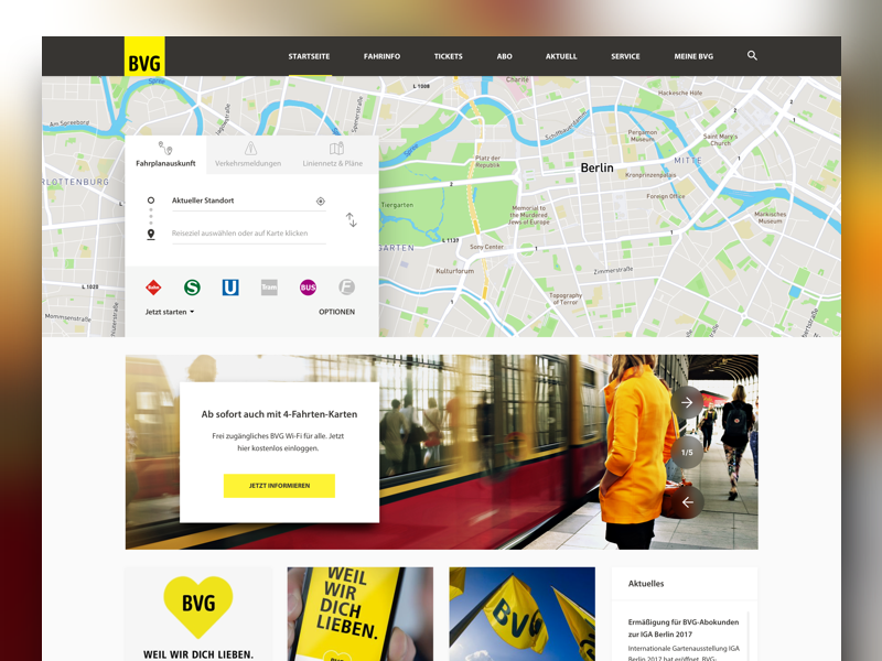 BVG Redesign germany navigation website webdesign ux ui redesign concept public transport transportation berlin bvg