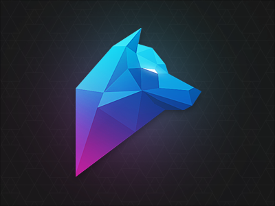 Polygon Wolf character geometric gradient logo polygon shading triangles wolf