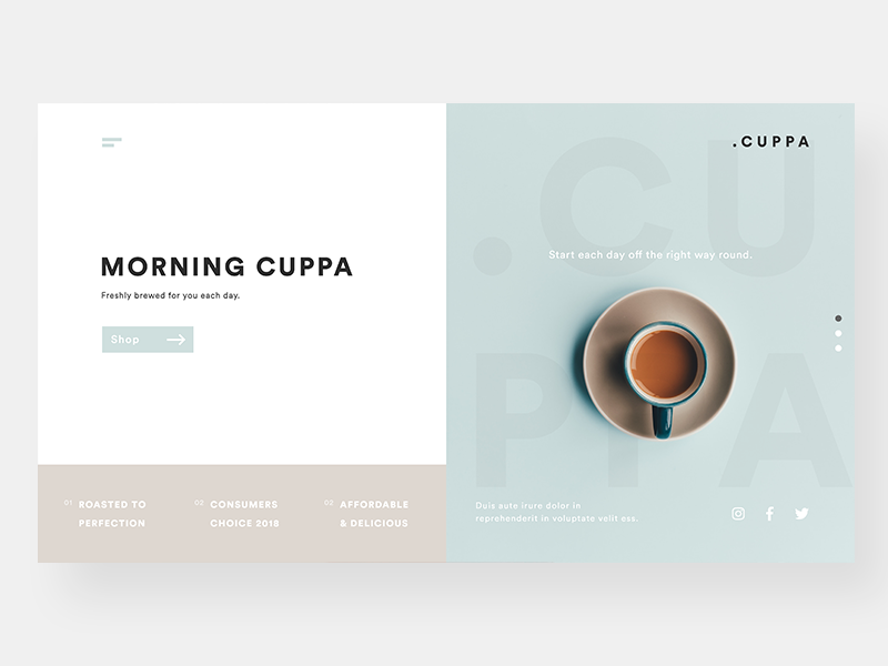 Cuppa Coffee! website webdesign unsplash ux ui photography minimalism coffee landing screen landing page flat