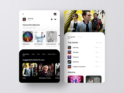 Artists for you album app appdesign artist clean design flat minimalism mobile modern music music player photography ui ux
