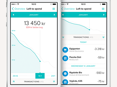 Tink - Left to spend app chart economy finance flat iphone mobile stats ui