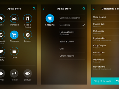 Tink - New categorization app economy finance flat iphone mobile ui