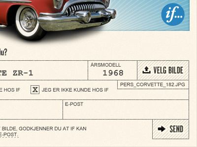 Form for a car show-off site car design form web