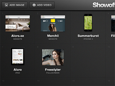 Showoff live thumbnails app ipad portfolio