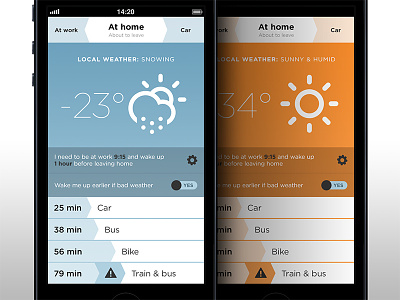 Jojo - transportation app app design flat iphone ui weather