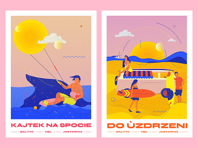 Gąska na Helu vol. 2 bałtyk branding color graphicdesign hej holiday illustration jastarnia kitesurfing kubota morze plaża sport summer travel trip vector łódź