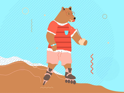 Bear animals bear color design graphicdesign honey illustration kids pattern skateboarding vector