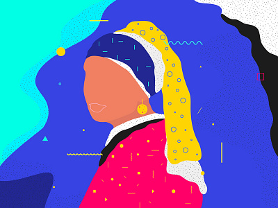 Illustration Girl with a pearl earring" color ewelinagaska flat graphicdesign illustration paintings pattern vector vermeer