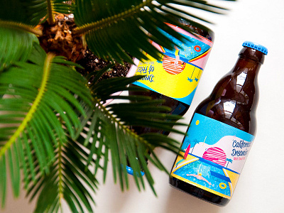 Label Beer Illustration beer california color ewelinagaska illustration label packaging pattern