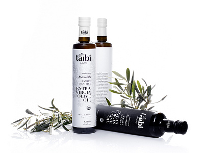 Olio Taibi black bottle brand design identity illustration lettering oil packaging product typography white