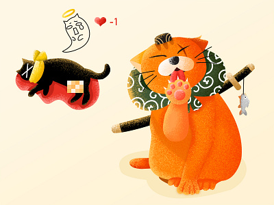 Cats fight animal cat character cute design illustration