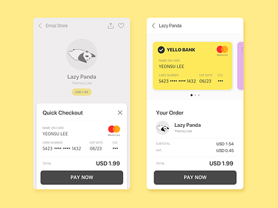 Daily UI #002-Credit Card Checkout by Yeonsu Lee on Dribbble