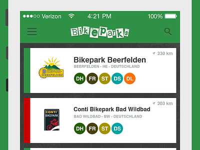 Bikepark App iOS 7