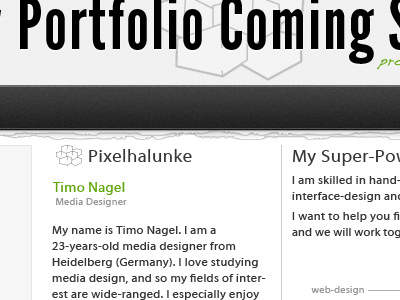 Portfolio 2011 WIP 2 coming soon design green landing page portfolio website