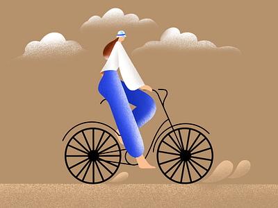 Girl Bicycle Illustration
