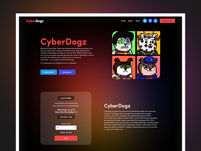 Cyber Dogz - NFT Platform blockchain branding crypto currency design illustration kuldeep mahawar logo logo idea nft nft market procreate ui ux