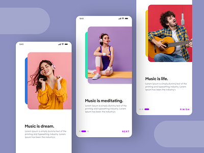 On-boarding screens 2022 app design 2022 design guide screen happy new year 2022 illustration kuldeep mahawar logo idea music app music on boarding on boarding screen procreate ui ux vector