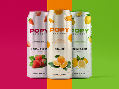Popy seltzer - can packaging design brand design brand identity branding can can design can drink can for love can packaging logo logo concept logo design idea logotype modern mom packaging typography