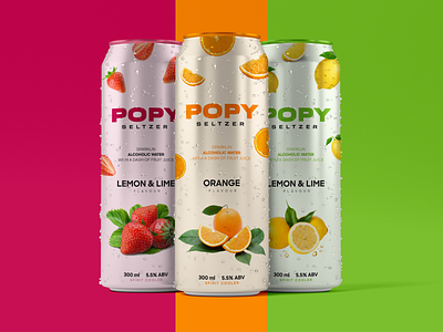 Popy seltzer - can packaging design