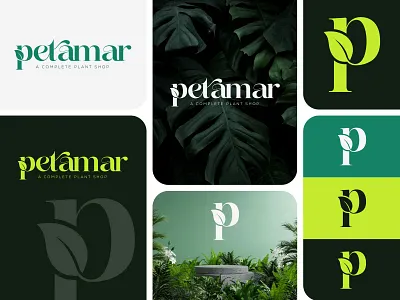 Petamar Plant logo blossom brand branding color design floral flower green icon leaf logo logo idea logodesign mark minimal natural nature petamar plant tree