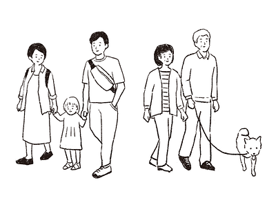 Japanese family illustration drawing procreat
