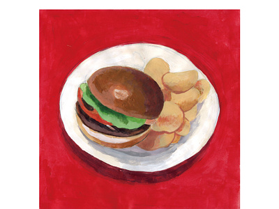 hamburger / ハンバーガー food illustration painting イラスト 食べ物