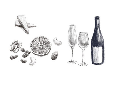 Wine Appetizers Illustrations ワインとおつまみのイラスト By Mikiko Watanabe On Dribbble