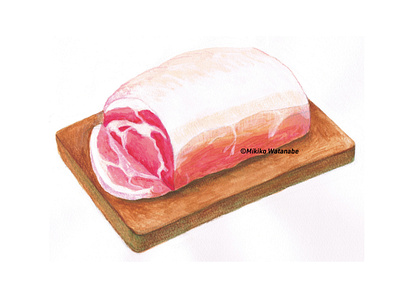 pork illustration 豚かたまり肉のイラスト analog drawing food illustration illustration art painting sketch イラスト スケッチ 食べ物