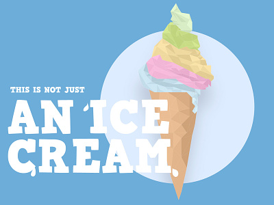 Ice Cream blue colorful ice cream low poly typography