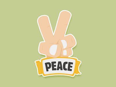 Peace cartoon hand orange peace sticker