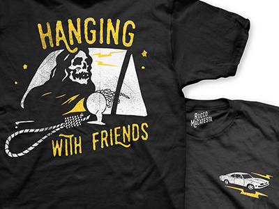 HANGING WITH FRIENDS design illustration screenprint tee traditional