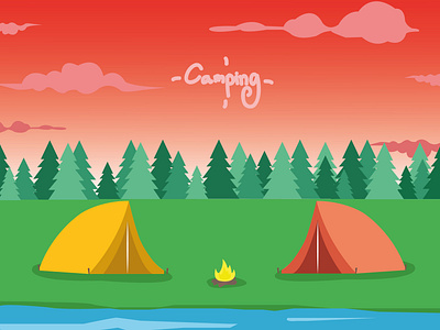 Camping illustration vector