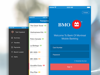 Bank Of Montreal Mobile App app bank blue design ios iphone login mobile simple ui