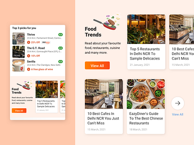 Food Trends - App cards android application brand card design graphic design ios ui ux