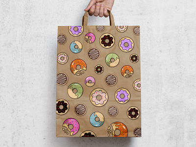 Packaging Design brand branding donut donuts food food illustration illustration packaging packaging design paper bag print visual design