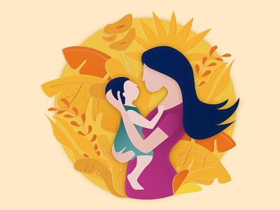 Mother Illustration adobe illustrator artwork bond child design details illustration love mother vector vectordesign