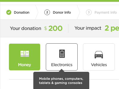 Donation Process button donate donation flat form gotham idonate money process tooltip ui ux