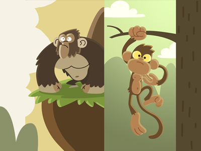 Gorilla and Monkey ape gorilla illustration illustrator monkey photoshop vector
