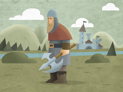 Warrior axe castle illustrator mountains photoshop texture vector warrior