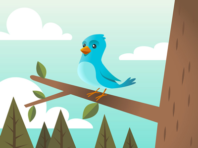 Blue bird bird blue branch clouds illustration tree twitter vector