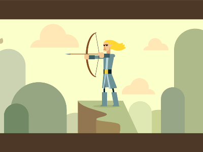 The last elf after effects arrow bow elf flat design gif mountains vector animation