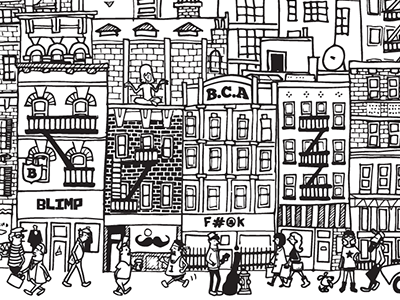 Brooklyn Blimp City-Scape brooklyn city sketch vector