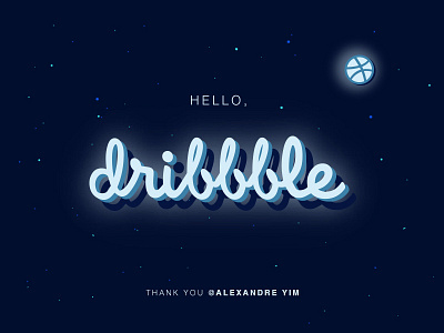 Hello dribbble blue draft dribbble firtshot hello moon neon night stars