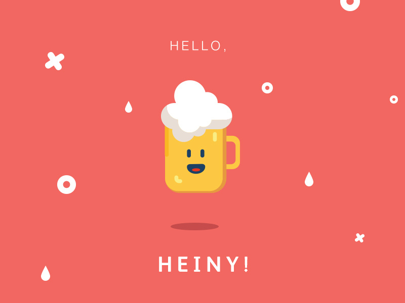Hello Heiny hello corail yellow mascotte cute illustration pint foam mousse beer heiny