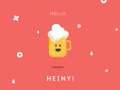 Hello Heiny beer cute foam heiny hello corail yellow illustration mascotte mousse pint