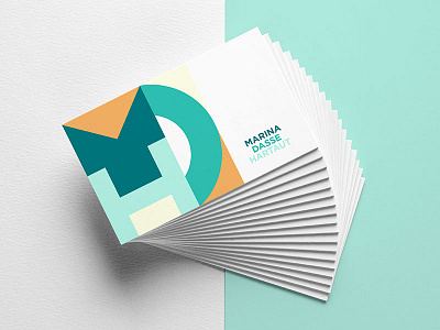 MDH Logo card geometric green identity logo medical mockup orange visit