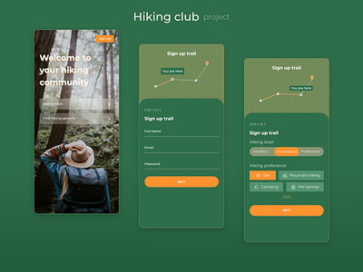 hiking project app design hiking mobile mobile app ui uiux ux