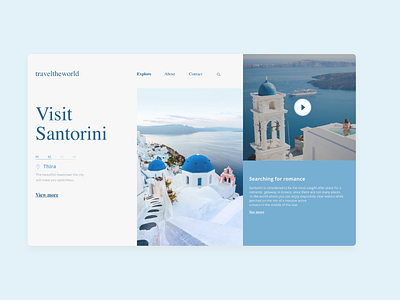 Santorini island design desktop landing page landscape santorini ui
