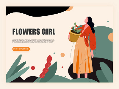 Flowers girl design illustration