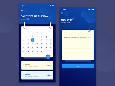 5/100 Calender of the day calendar design events meeting to do ui